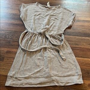 Caution To The Wind Striped Tan Dress